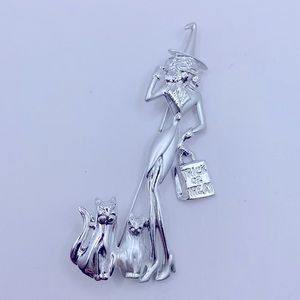 Vintage AJC Signed Large Witch Brooch